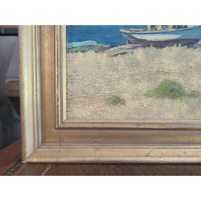 Arthur Harold Knott Antique 1920s Oil Painting Morro Bay Sailboat Landscape For Sale - Image 12 of 15