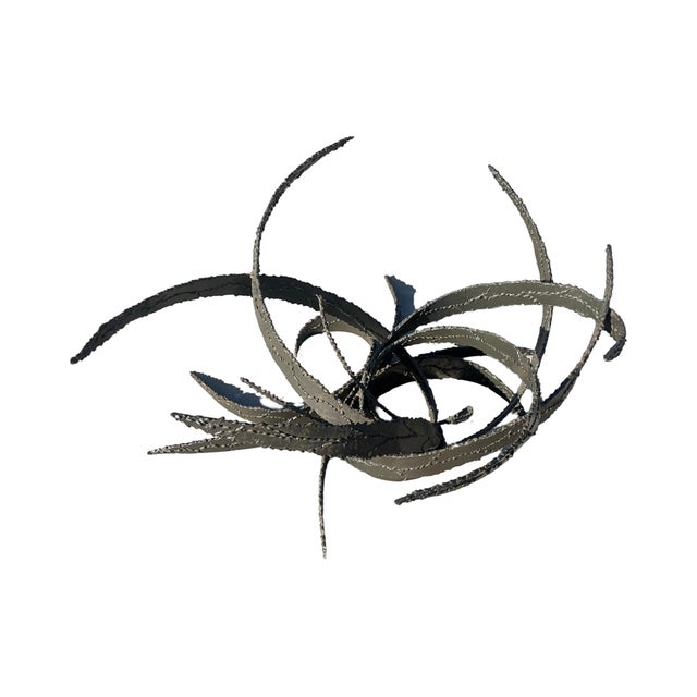 1960s Vintage Mid Century Modern Daniel Gluck Brutalist Bronze Twisted Glass Circle Coffee Table 1960s Sculpture Sculptural For Sale - Image 5 of 12