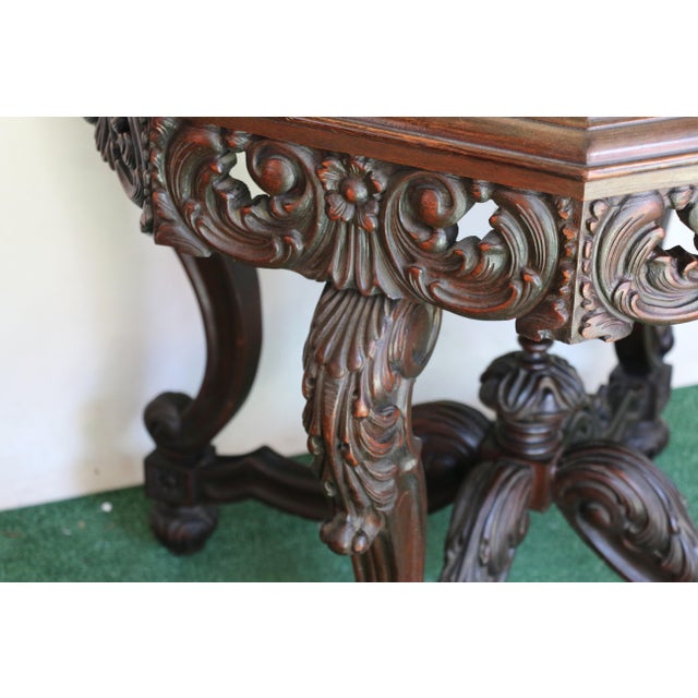 Antique Victorian Burr Walnut Center Table With Marble Top For Sale - Image 4 of 12