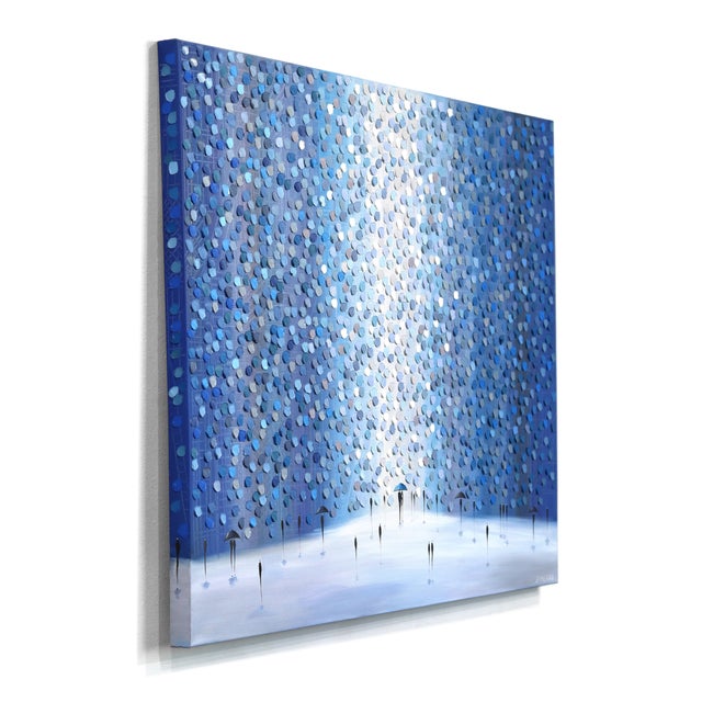 Abstract Rainy Mood - Original Blue Tone Figurative Abstract Textured Impasto Oil Painting by Ekaterina Ermilkina For Sale - Image 3 of 8