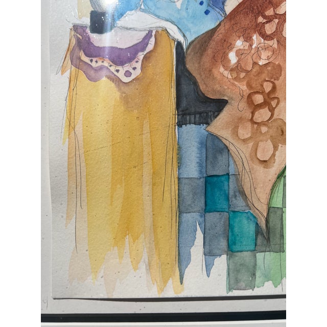 Itzchak Tarkay Original Watercolor Painting "Thinking of Love" - Signed & Framed For Sale In Los Angeles - Image 6 of 7