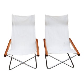 Set of NY Chairs in White Canvas attributed to Takeshi Nii, Japan, 1950s For Sale