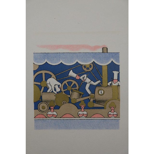 Lucien BOUCHER (1889-1971) Fairground Shops: The Steam Train Original color lithograph On Arches wove paper, 18 x 22 cm...