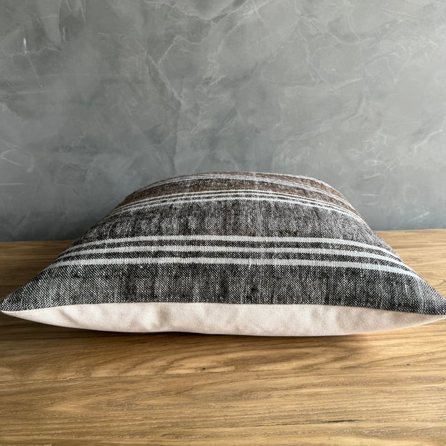 Vintage Rug Pillow Cover With Stripes For Sale - Image 9 of 9