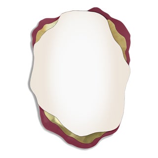Arizona Mirror in Redwine Lacquer and Polished Brass by InsidherLand For Sale