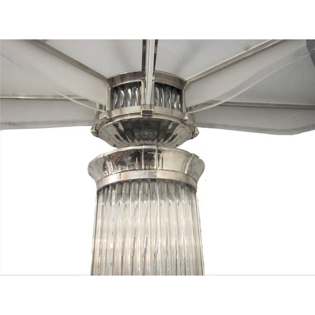 Mid 20th Century Petitot Monumental 53" Ht Pair of French Modernist Sconces Glass Rod & Nickel Bronze For Sale In New York - Image 6 of 16