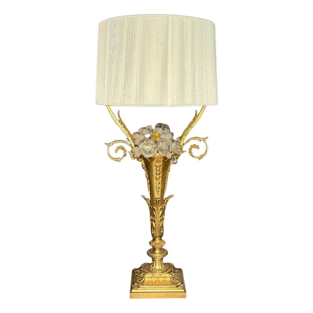 1900s Gilt Bronze Baccarat Louis XVI Style Lamp For Sale