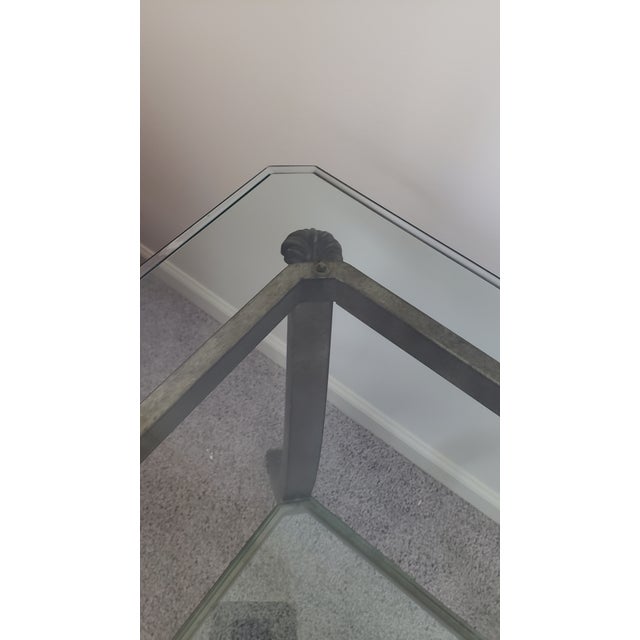 Hollywood Regency 1980s Fortunoff Glass & Bronze End Tables & Coffee Table, Atrributed For Sale - Image 3 of 11