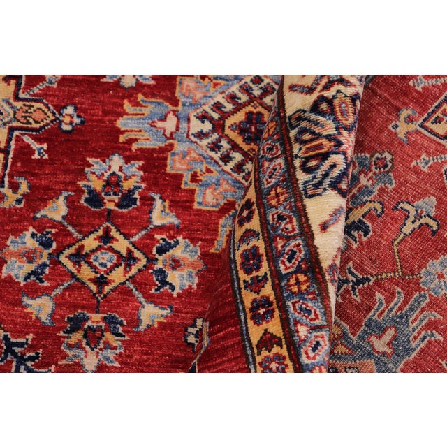 Textile Shabby Chic Tribal Super Kazak Red/Beige Wool Rug - 5'7'' X 8'9'' For Sale - Image 7 of 10
