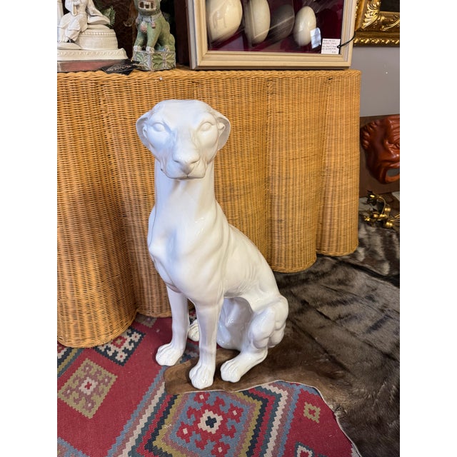 Vintage Italian Midcentury Style Life-Size Ceramic Greyhound Dog For Sale - Image 4 of 12