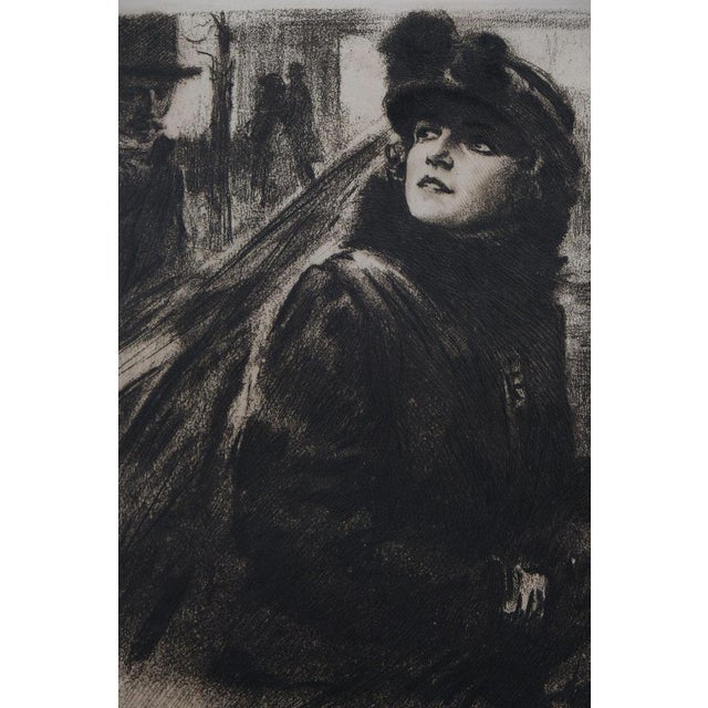 Alméry Lobel-Riche, Portrait de femme au manteau de fourrure, Etching For Sale - Image 3 of 8