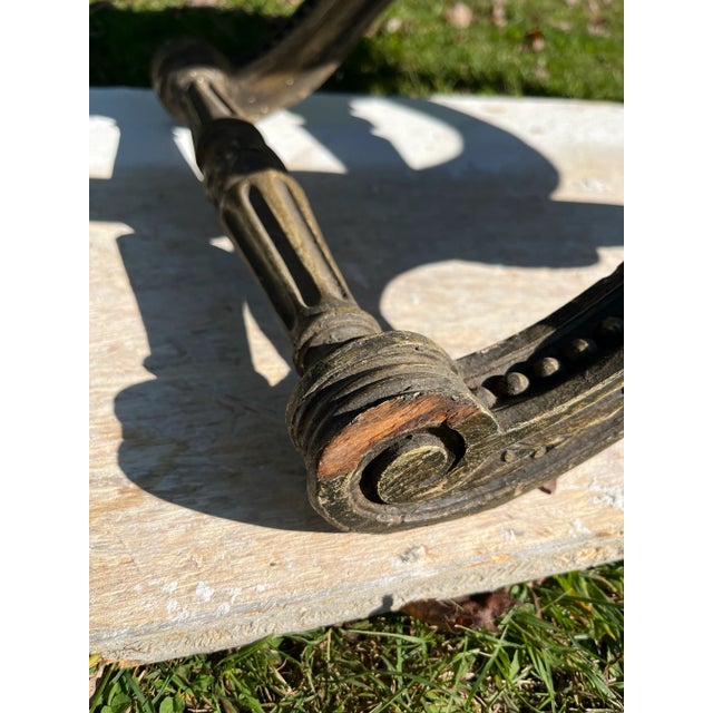 Antique Carved Wood Curule Bench For Sale - Image 12 of 12