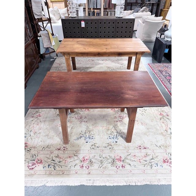 Vintage Arts & Crafts Mission Solid Oak Dining Table With Trestle Base For Sale - Image 4 of 8