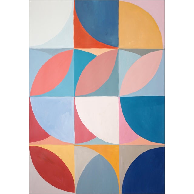 2026, Order Follows Repetition, Bauhaus Patterns Sequence in Vivid Tones, Large Painting Diptych by Natalia Roman For Sale - Image 4 of 10