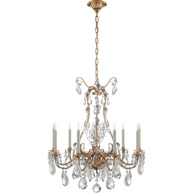 Yves Chandelier in Gilded Iron with Crystal Designer: Thomas O'Brien Fixture Height: 35.75" Canopy: 6" Decorative...