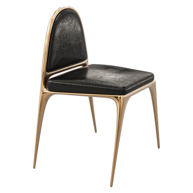 Art Deco "Phantom" Chair, With Bronze and Tailor Made Leather For Sale - Image 3 of 8