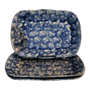 Mid 20th Century Collection of Three Sponge Ware Serving Platters -3