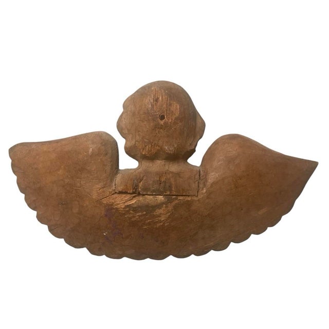 Antique Neoclassical Carved Wood Cherub Winged Wall Plaque For Sale In West Palm - Image 6 of 12