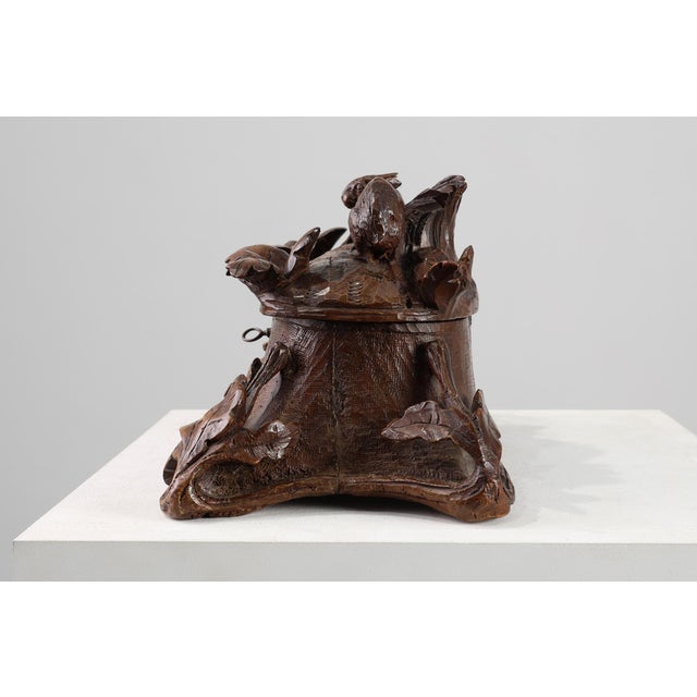 Antique Swiss Black Forest Hand-Carved Jewelry Box in Oak, 1800s For Sale - Image 13 of 16