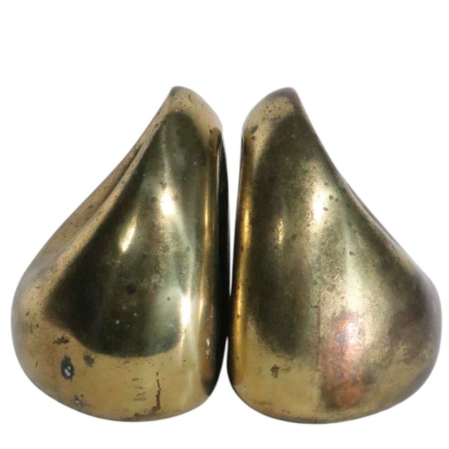 Brass Mid 20th Century Brutalist Ben Seibel for Jenfredware Bookends For Sale - Image 8 of 15