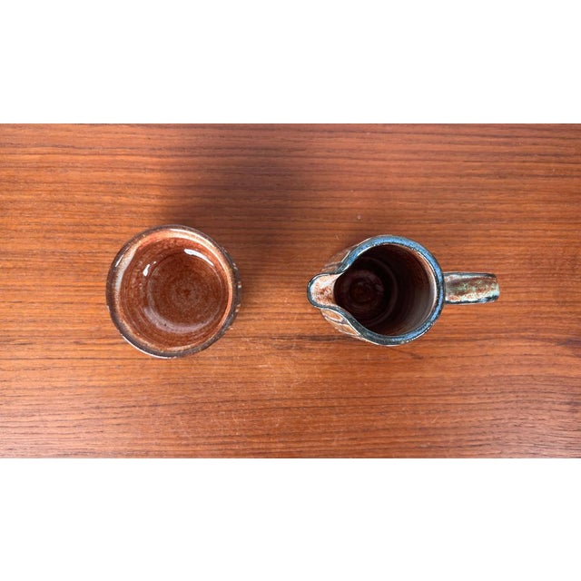 Mid-Century Modern German Studio Pottery Small Jug and Bowl by Monika Maetzel, 1960s, Set of 2 For Sale - Image 6 of 18