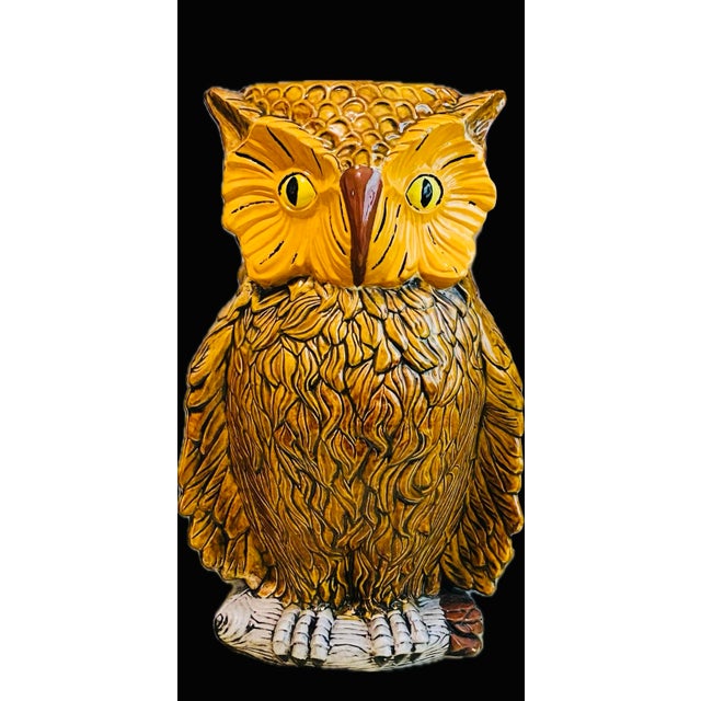 Mid-Century Modern 1970s Vintage Ceramic Owl Umbrella Stand For Sale - Image 3 of 10