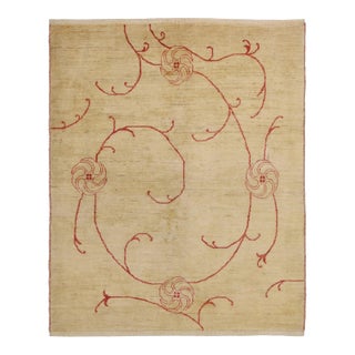 Hand Knotted Borderless Oushak Rug. 4'10" X 5'10" For Sale