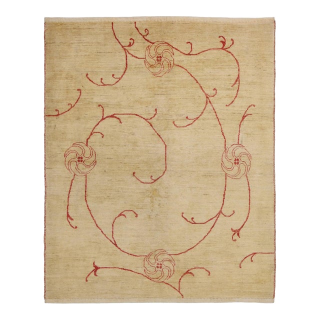 Hand Knotted Borderless Oushak Rug. 4'10" X 5'10" For Sale