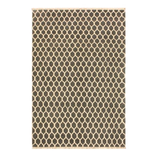 1990s Boho Chic Modern Gray/Ivory Wool & Silk Rug - 4'1 X 6'5 For Sale