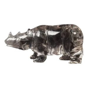 Exceptional Large Hand Carves Rock Crystal Rhino