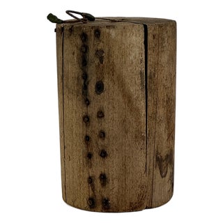 Vintage Salvaged Split Cylindrical Wooden Object d'Art With Nails For Sale