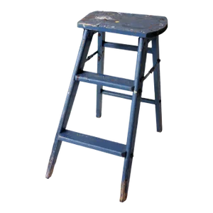 Vintage Wooden Blue Step Stool
