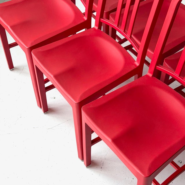 Emeco Red 1006 Plastic Navy Chairs by Emeco For Sale - Image 4 of 9