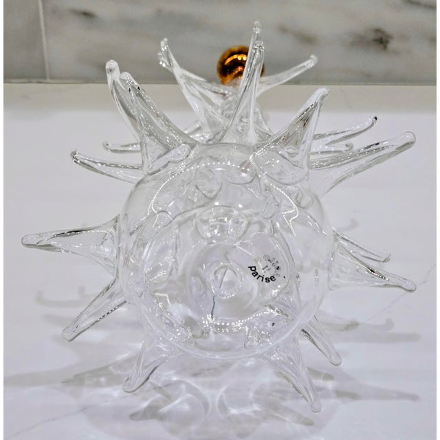 Transparent Vintage 20" Italian Hand-Blown Soffieria Parise Vetro Glass Christmas Tree With Red & Gold Ornaments For Sale - Image 8 of 9