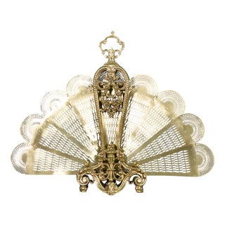 Antique Napoleon III French Peacock Fire Screen, 1890s For Sale