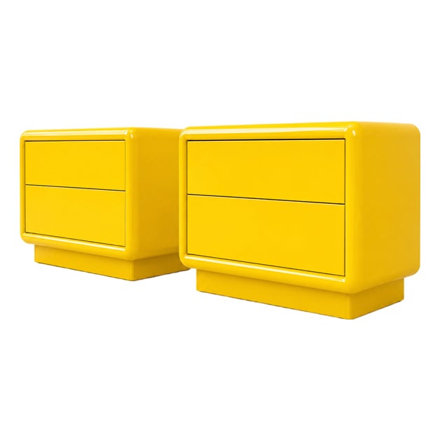 Post Modern Nightstands. Canary Yellow - Pair For Sale