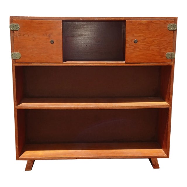 Vintage Mid Century Handmade Brown Bookcase For Sale