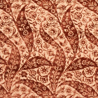 Schumacher Saz Paisley Velvet Fabric in Terracotta For Sale