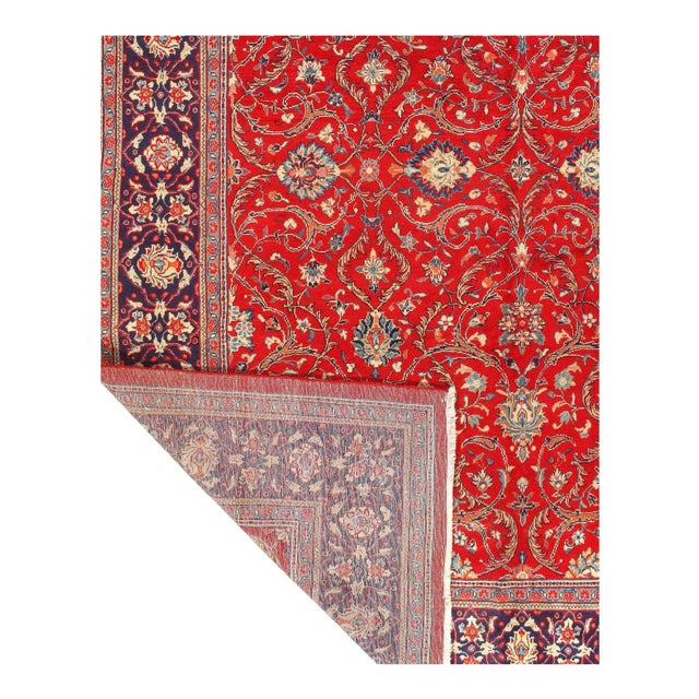 Traditional Red Semi Vintage Persian Hand Knotted Mahal 9'8'' X 13' For Sale - Image 3 of 4