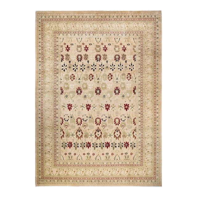 Beige Mogul, One-of-a-Kind Hand-Knotted Area Rug in Beige, 10' 2" x 14' 3" For Sale - Image 8 of 8