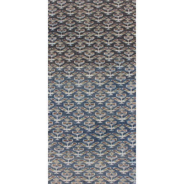 Antique Persian Runner With in Steel Blue, Gray and Brown 2'5 X 12' For Sale In Atlanta - Image 6 of 8