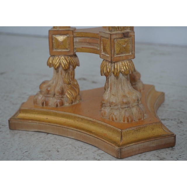 Gold Pair French Louis XVI Italian Made Marble Top Pedestals For Sale - Image 8 of 14