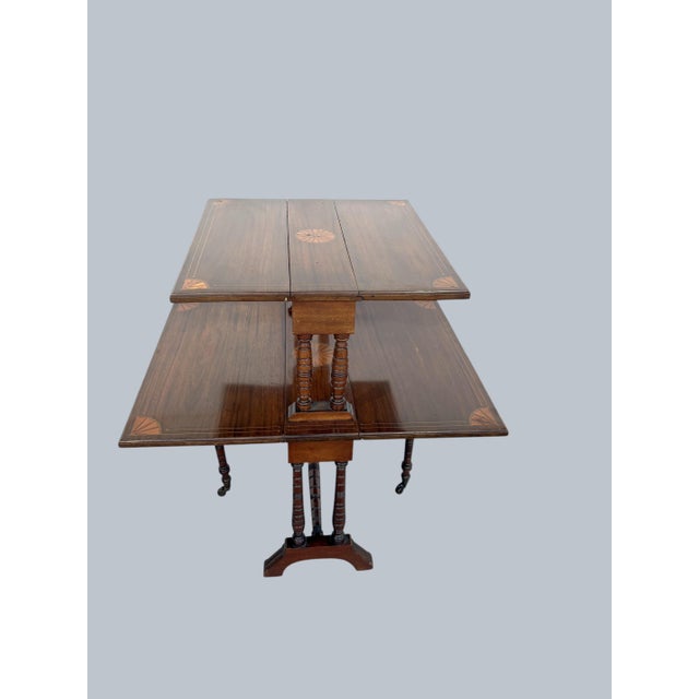 Sheraton Style 2 Tier Drop Leaf Side Table / Serving Table For Sale - Image 4 of 6