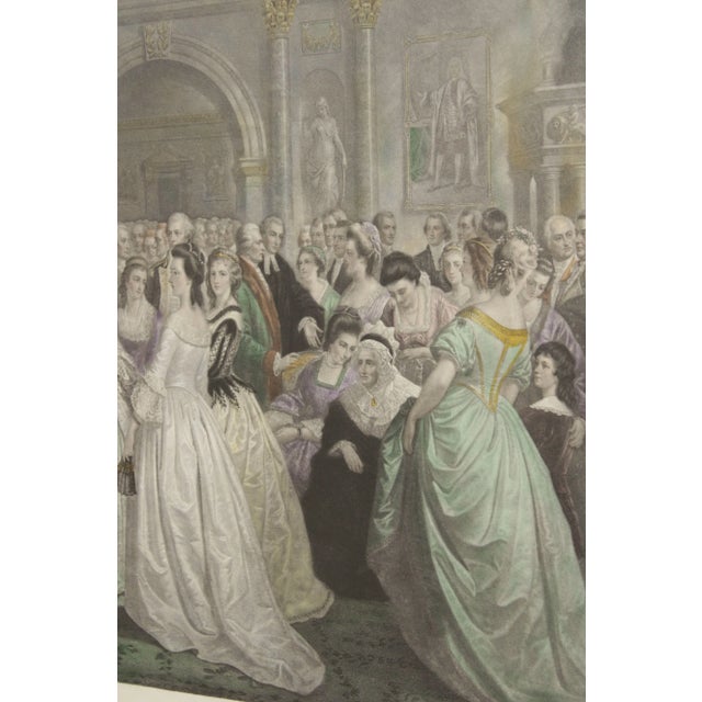 Gray Antique 'Lady Washington's Reception Day' Engraving, Custom Framed For Sale - Image 8 of 12