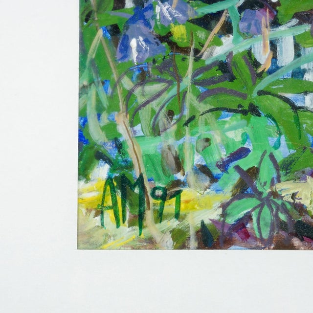 Oil Painting Alexander Michael 1991 Bellflowers With Brimstone Butterfly For Sale - Image 4 of 6