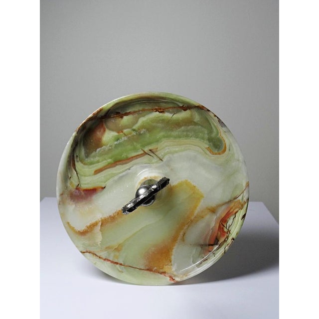 Metal Display Stand in Green Onyx and Silver-Plated Metal, 1940s For Sale - Image 7 of 14