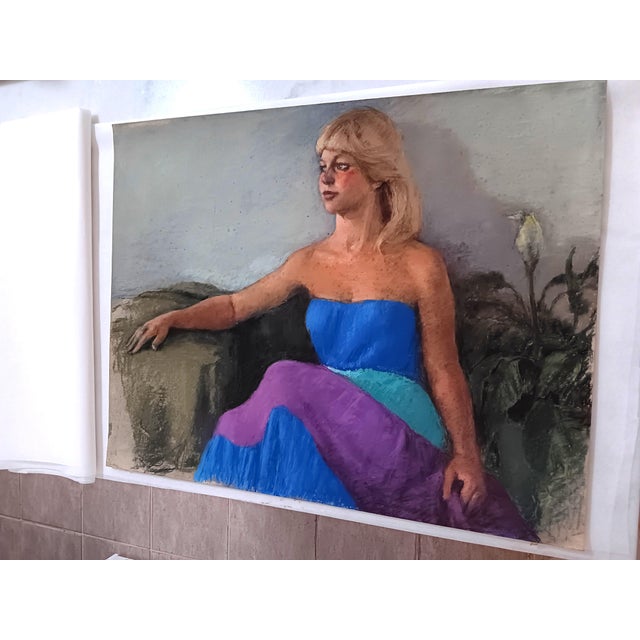 Marcia B. Bouton " Blue Chairished ~ original pastel '72 [1919-2014] > Bouton pastels are gentle and surrealist in design....