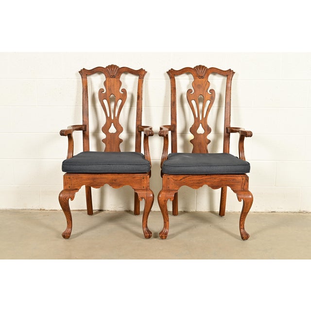 Henredon Georgian Carved Solid Oak Armchairs, Pair For Sale - Image 16 of 16
