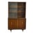 Mid 20th Century Modern Walnut China Cabinet With Sliding Glass Doors and Brass Hardware. For Sale