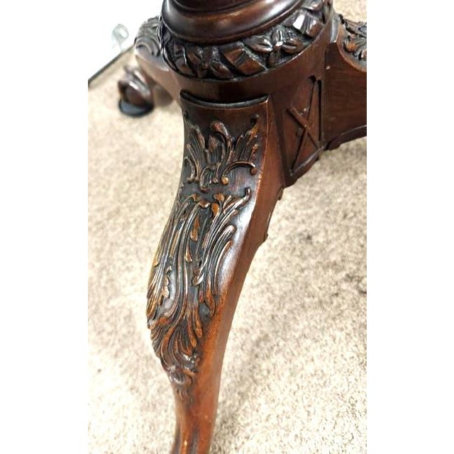 Wood Mid 20th Century Beautiful Mahogany Philadelphia Chippendale Style Dish Top Birdcage Tilt Table For Sale - Image 7 of 14